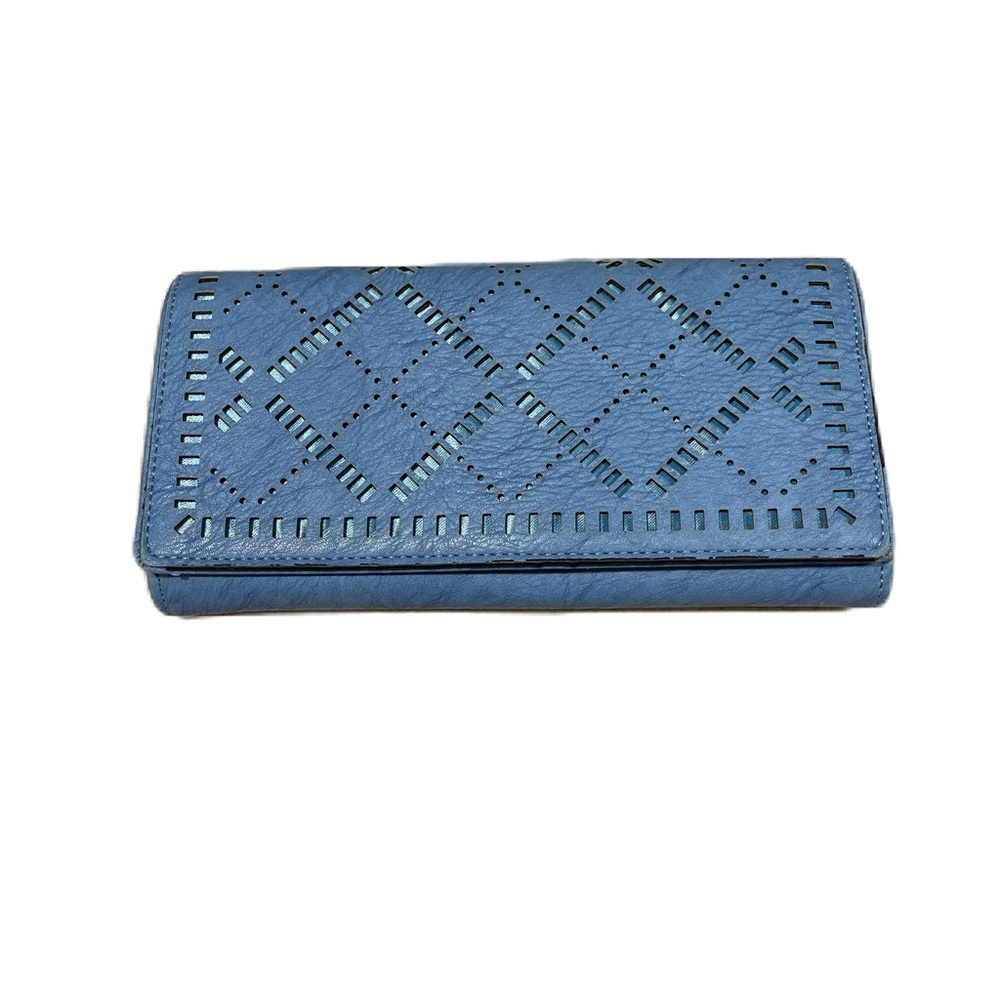 Urban Expressions Blue Wallet Lazer Cut Credit Card Slots Certified Vegan READ